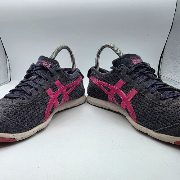 Asics Onitsuka Tiger Rio Runner Low Top Trainers Womens Size 7 Black Pink Shoes - Picture 3 of 13